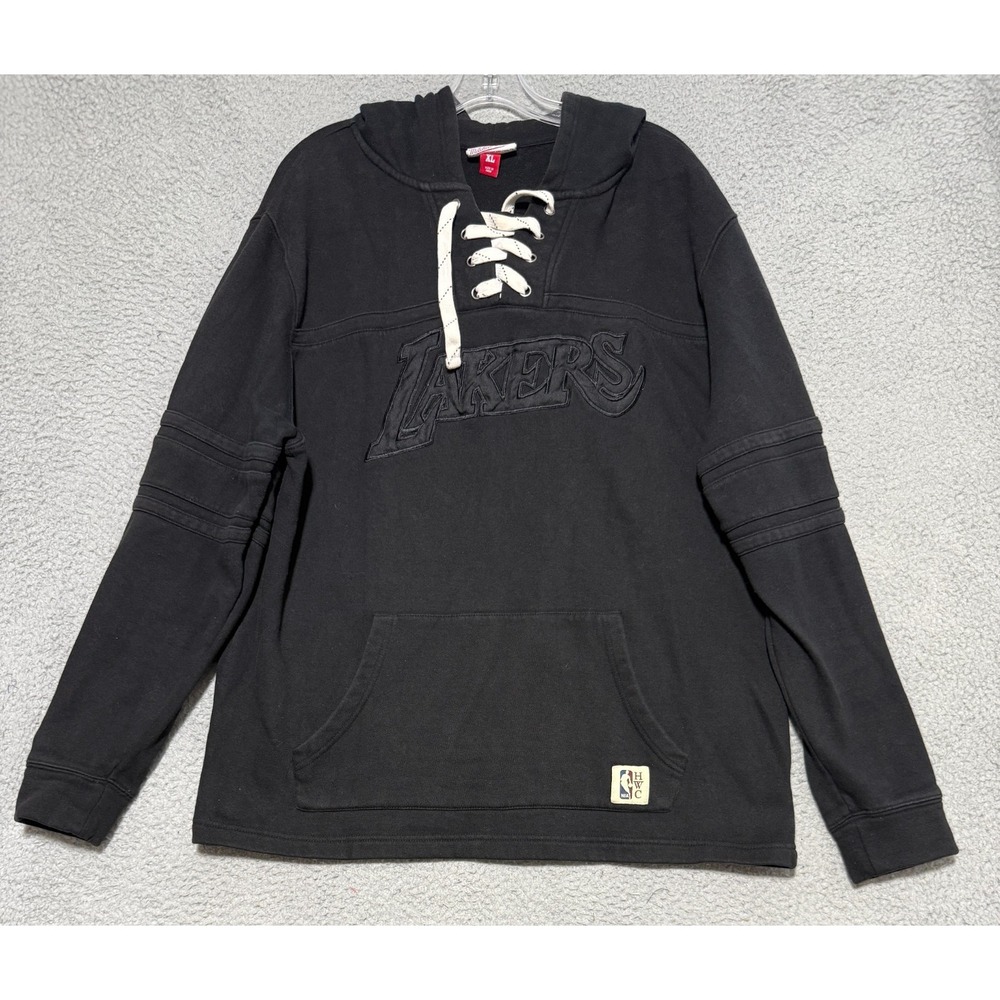 Los Angeles Lakers Mitchell & Ness Blackout Hoodie Mens Size XL Front Tie